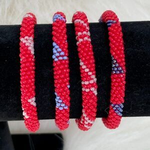 HAND CRAFTED in Nepal Beaded Bracelets
 (set of 4) #140